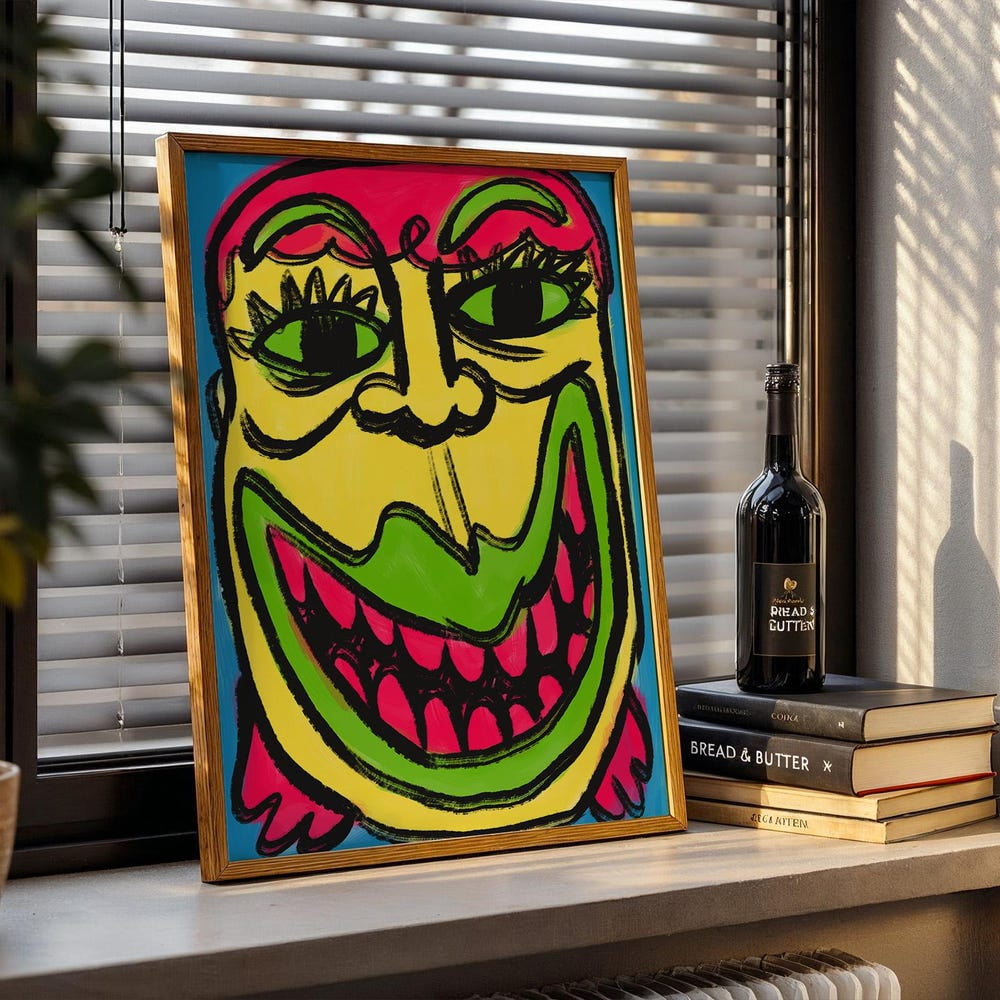 Colorful Abstract Face Portrait Wall Art Psychedelic Expressionist ...