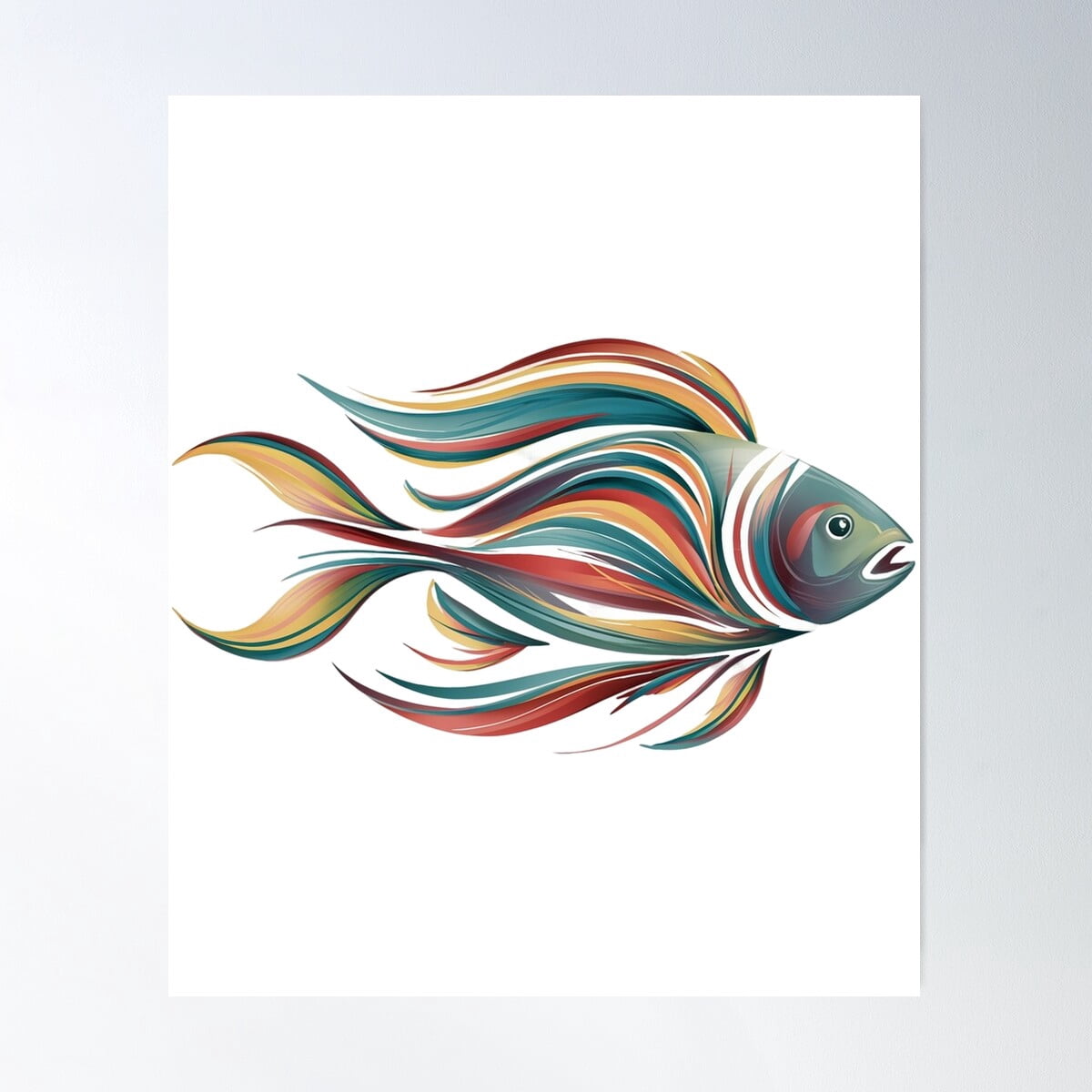 Colorfull Abstract Fish Colorful Abstract Fish Poster Wall Art, Modern Wall Decor For Living ...