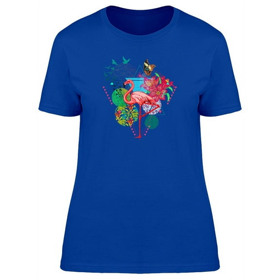 Colorful Abstract Flamingo T-Shirt Women -Image by Shutterstock, Female Large