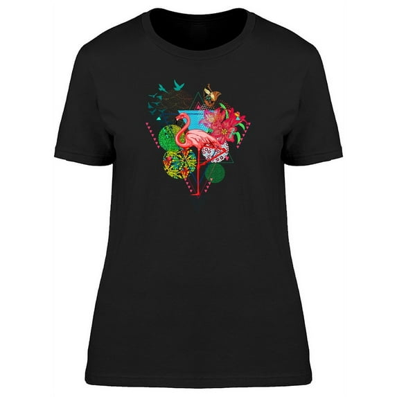 Colorful Abstract Flamingo T-Shirt Women -Image by Shutterstock, Female x-Large