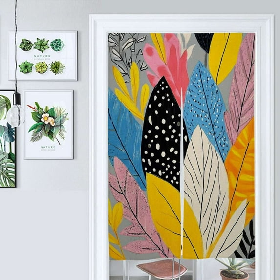 Colorful Abstract Floral Leaves Art Door Curtain Nordic Living Room DoorCurtain Porch Partition Curtain Kitchen Rative Half Curtain