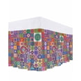thumbnail image 1 of Colorful Abstract Floral Ruffle Bed Skirt King Size Countryside Flower Plaid Ethnic Adjustable Elastic Dust Bed Skirts Wrap Around Bedskirt Wrinkle Free Easy Fit with 18 Inch Drop, 1 of 8