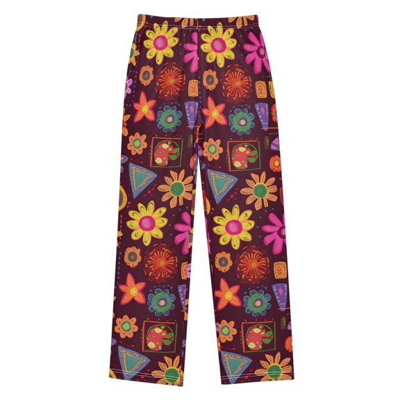 Colorful Abstract Flowers Pajama Pants Soft Lightweight Lounge Pants Bottoms Sleep Pants Warm Comfy