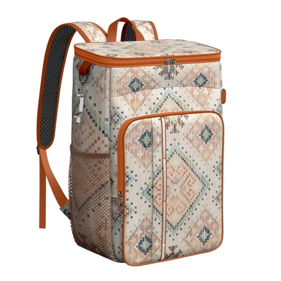 Colorful Abstract Geometric Cooler Backpack - 20L Insulated Leakproof Lunch Bag, Plaid Stripes