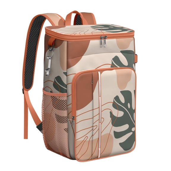 Colorful Abstract Geometric Cooler Backpack - 20L Insulated Leakproof Lunch Bag, Plaid Stripes