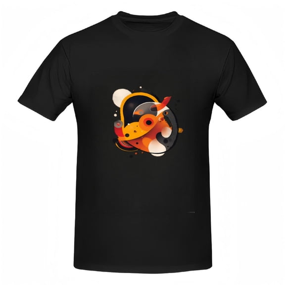 Colorful Abstract Geometric Design Cotton Short Sleeve T-Shirt for Women - Modern Tee Top in Dark Background