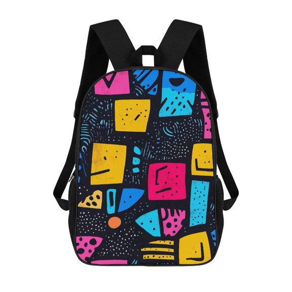 Colorful Abstract Geometric Pattern Backpack, Travel Backpack, Casual Shoulder Bag, Casual Backpack