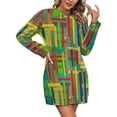 thumbnail image 1 of Colorful Abstract Geometric Pattern Women Elegant Long Sleeve Warm Dress Autumn Winter Sweater Dress Casual Pullover Mini Dresses, 1 of 7