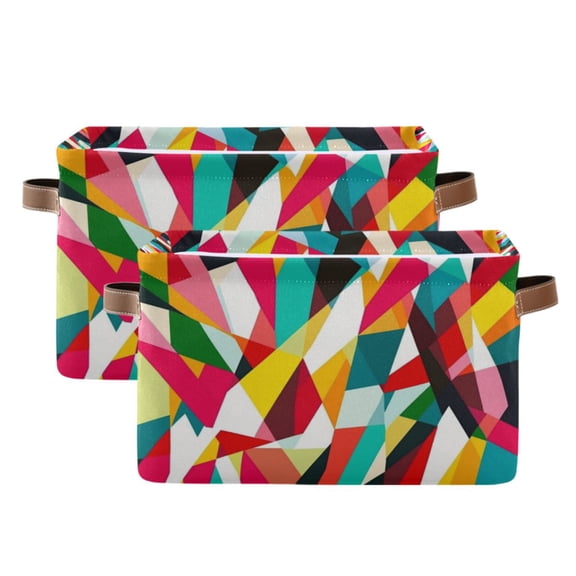 Colorful Abstract Geometric Shapes Foldable Storage Basket,Canvas Fabric Foldable Storage Bins with Handles Open Home Storage Bins Boxes for Toy Book Shelf Closet Baskets