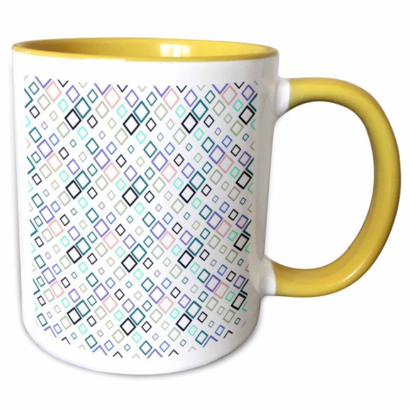 3drose, Colorful Abstract Geometrical Diagonal Square Pattern Background, 11oz Two-tone Yellow Mug
