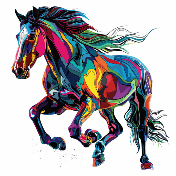 Colorful Abstract Horse Car Sticker – Vibrant Wild Mustang Vinyl Decal for Vehicle, Laptop, Window – Artistic Animal Art Decoration for Horse Lovers & Car Enthusiasts
