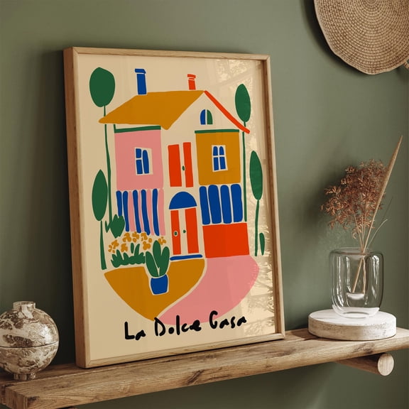 Colorful Abstract House Print: La Dolce Casa Wall Art UNFRAMED Poster, Wall Art for Decor, Present, 8x12