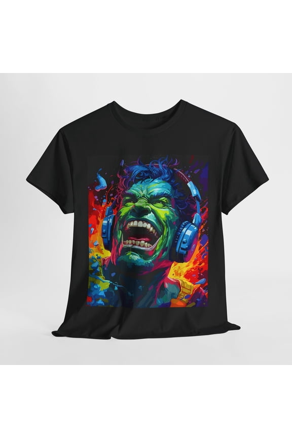 Colorful Abstract Hulk Face Unisex Tee, Music Lover Shirt, Graphic T-Shirt Gift,