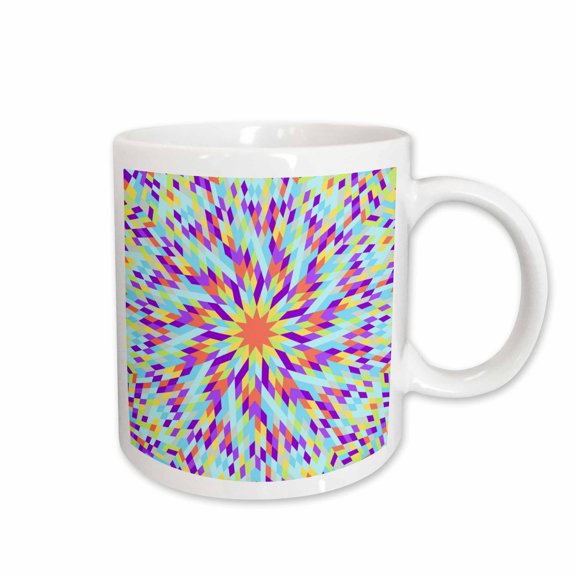 3drose, Colorful Abstract Hypnotic Round Tile Pattern Mosaic Background, 15oz Mug