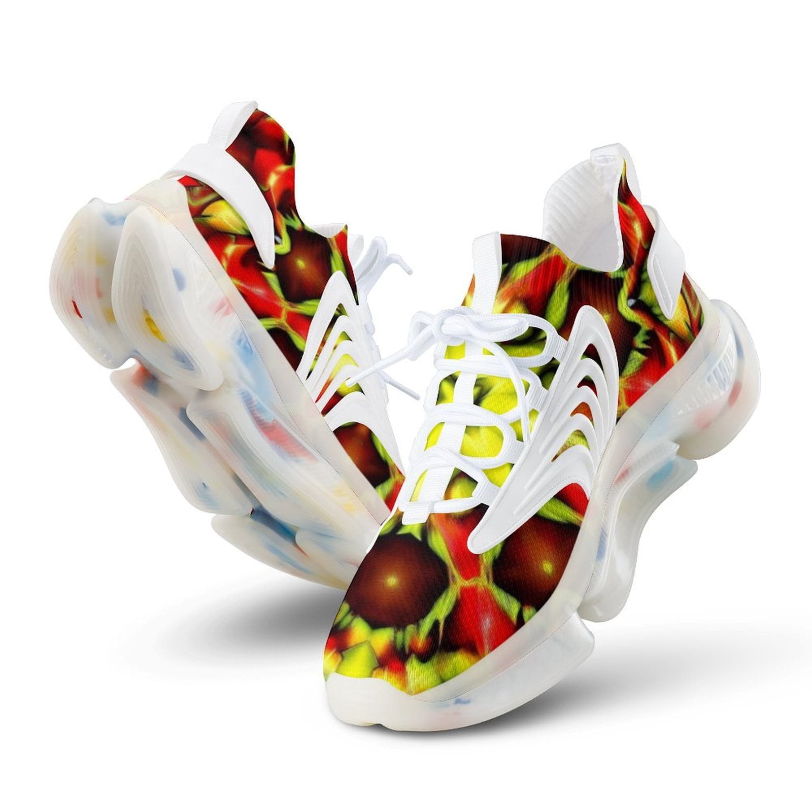 Colorful Abstract Kaleidoscopic Floral Pattern Walking Shoes for Men ...