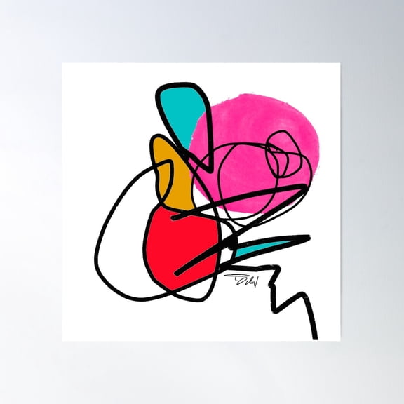 Colorful Abstract Line Art, Irena Orlov Poster Wall Art, Modern Wall Decor For Living Room Bedroom, 24x24 UNFRAMED