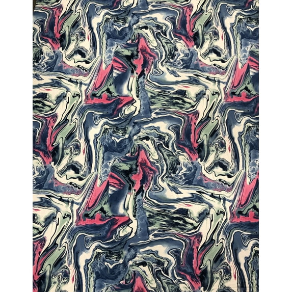 Colorful Abstract Marble Print on Polyester Spandex Fabric by the Yard