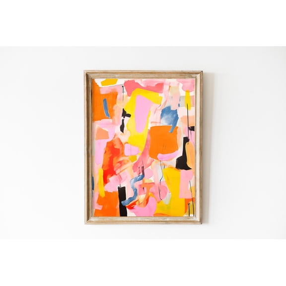 Colorful Abstract Modern Pastel Wall Decor, Unframed Paper Poster 8x10in