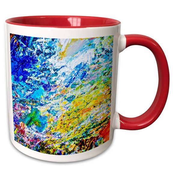 3drose, Colorful Abstract of Painter Palette, 11oz Two-tone Red Mug