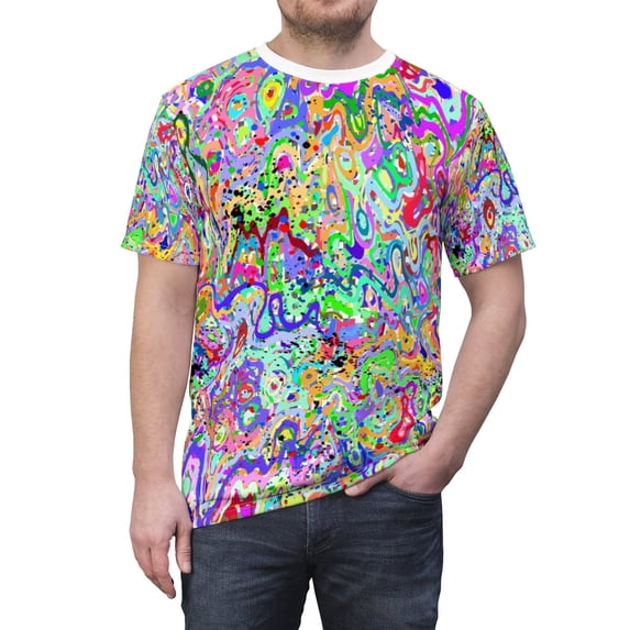Colorful Abstract Paint Splatter "All Over Print" Unisex Cut & Sew T-Shirt