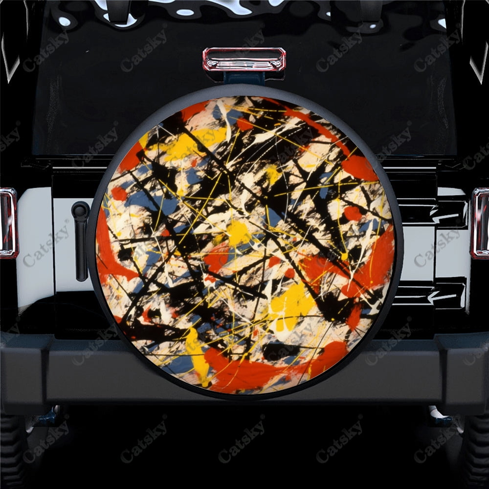 Colorful Abstract Painting Pattern Polyester Universal Spare Wheel Tire ...