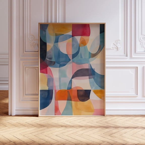 Colorful Abstract Pastel Organic Shapes Wall Poster Home Decor Office Wall Art Living Room Decor, Paper Poster Only