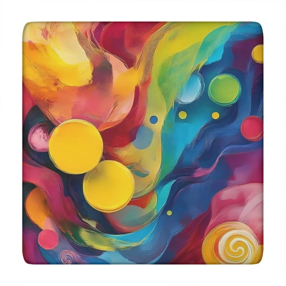 Colorful Abstract Pattern Square Fitted Tablecloth with Elastic Edge,Square Table Cover,Washable Elastic Table Cover for Home Kitchen Party Decor 34"x34"