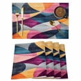 thumbnail image 1 of Colorful Abstract Placemats Set of 6 Modern Geometric Vintage Place Mats Indoor Wipeable Table Mats Washable Cloth Dining Table Placemats for Kitchen Holiday Party Home Decor 13x19 Inch, 1 of 9