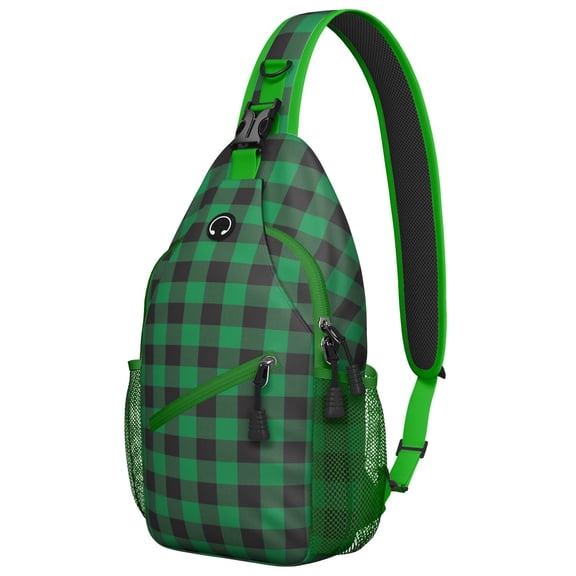 Colorful Abstract Plaid Sling Backpack for Travel and Outdoor Use, Lightweight Checkered Crossbody Bag with Geometric and Striped Retro Checkerboard Print