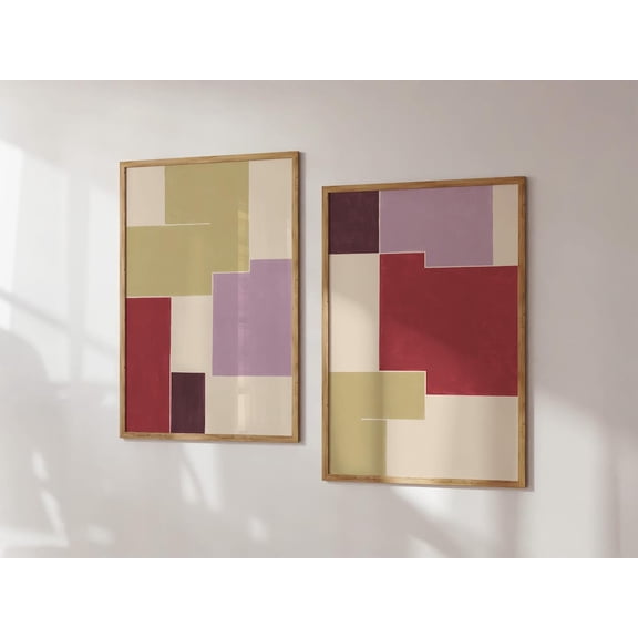 Colorful Abstract Prints Modern Minimal Printable s Two Contemporary Geometric Set 2 Stretched Canvas 12x18