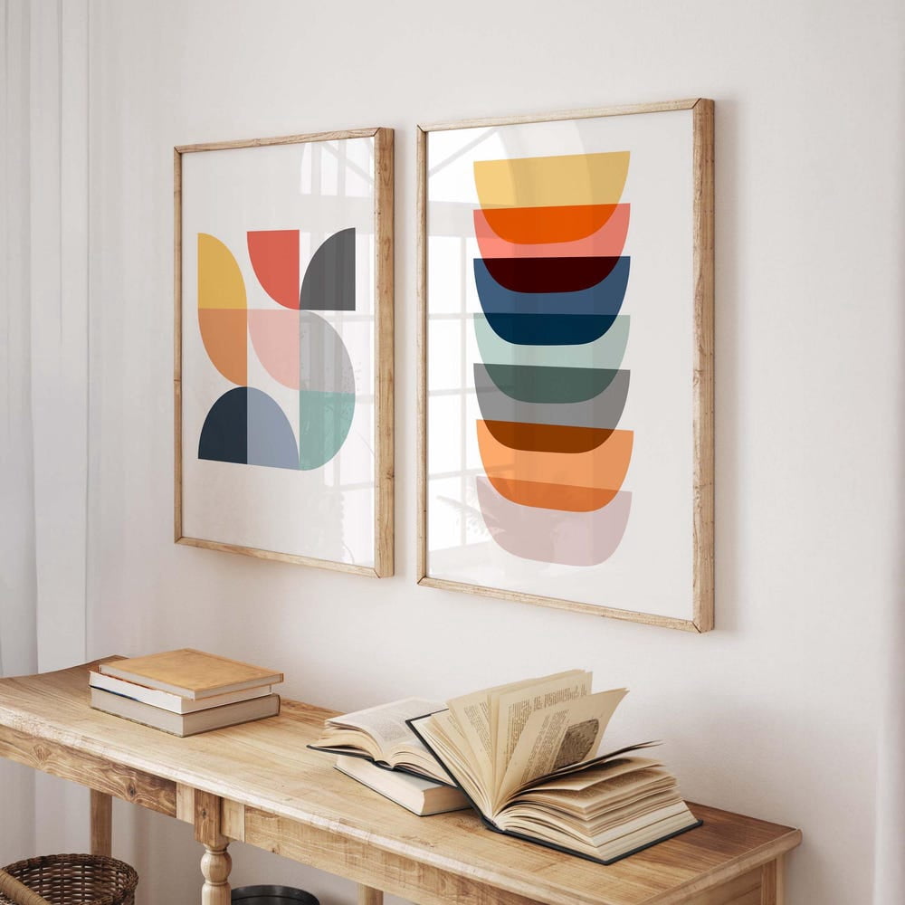 Colorful Abstract Scandi Art Prints Set 2 Unframed Paper Print 12x18 ...