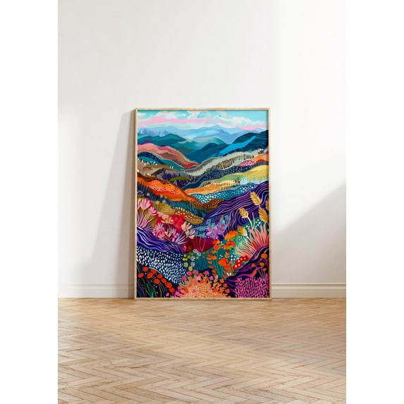 Colorful Abstract Scenery Wall Art Mountains Landscape Bright Vibrant ...