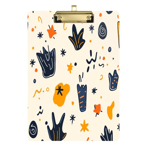Colorful Abstract Shapes 12.5x9in Clipboard, Durable Acrylic with Metal Clip and Wall Hook for Office or Classroom