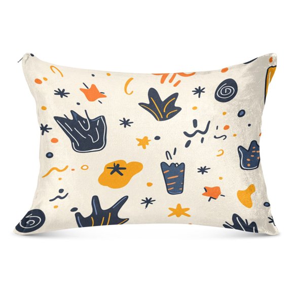 Colorful Abstract Shapes 20x26" Standard Plush Pillow Case, Zippered Hypoallergenic Bed Pillowcase