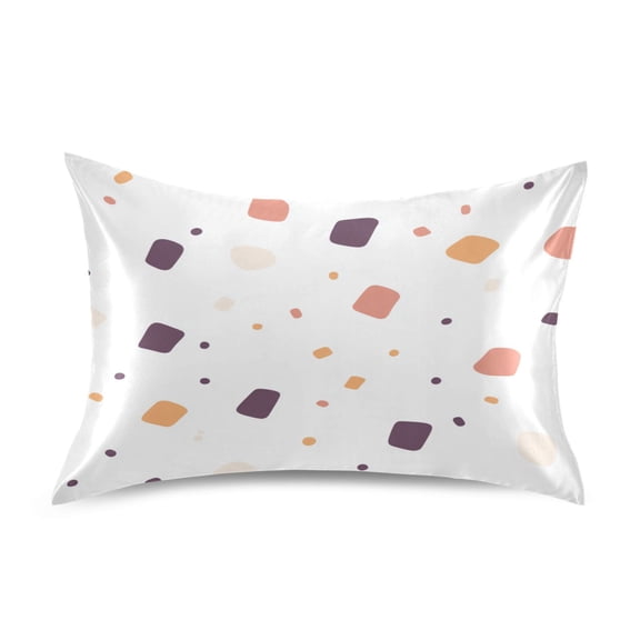 Colorful Abstract Shapes Pattern Luxury Silky Soft Pillowcase Standard Size Wrinkle Resistant Envelope Closure 20x26in