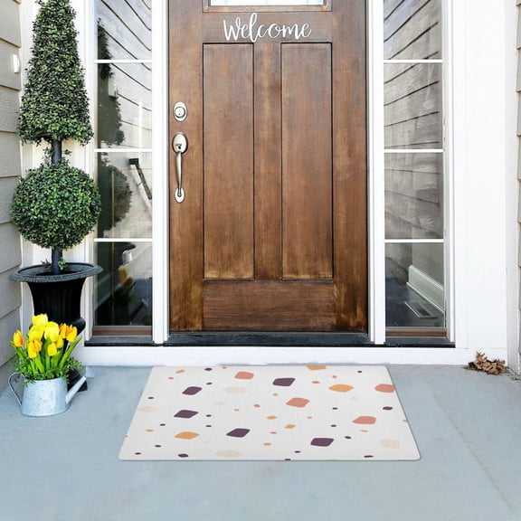 Colorful Abstract Shapes Pattern Outdoor Doormats NonSlip Bath Rugs Absorbent Muddy Dirt Resist Door Mats 32''x20''