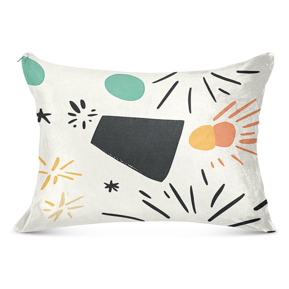 Colorful Abstract Shapes and Dots 20x40" Plush Pillow Case, Zippered Bed Pillow Cover for All Seasons Use