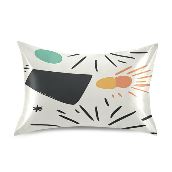 Colorful Abstract Shapes and Dots Satin Pillowcase 20''x26'' Double-Sided Print Soft Wrinkle Resistant