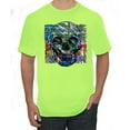 thumbnail image 1 of Colorful Abstract Skull Face Streetwear Men's Graphic T-Shirt, Safety Green, Small, 1 of 3