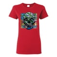 thumbnail image 1 of Colorful Abstract Skull Face Streetwear Womens Graphic T-Shirt, Red, Small, 1 of 3