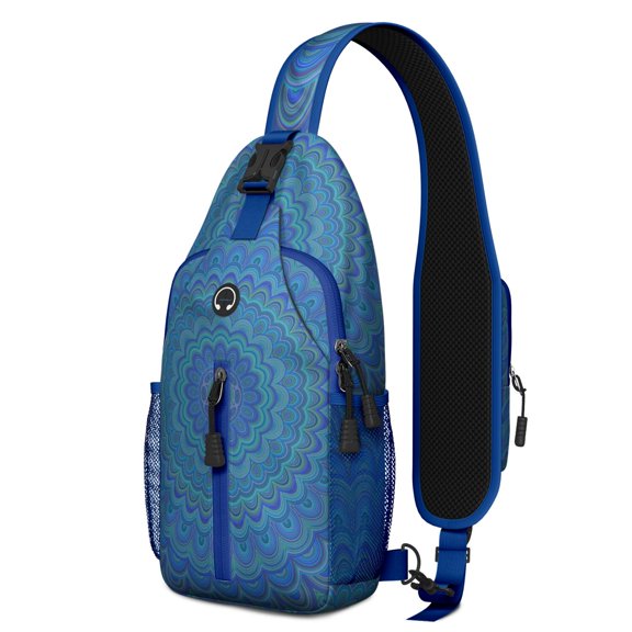Colorful Abstract Sling Backpack with Fantasy Mandala Pattern, Lightweight Durable Crossbody Daypack, Adjustable Strap, Multiple Compartments for Gym, Daily Use