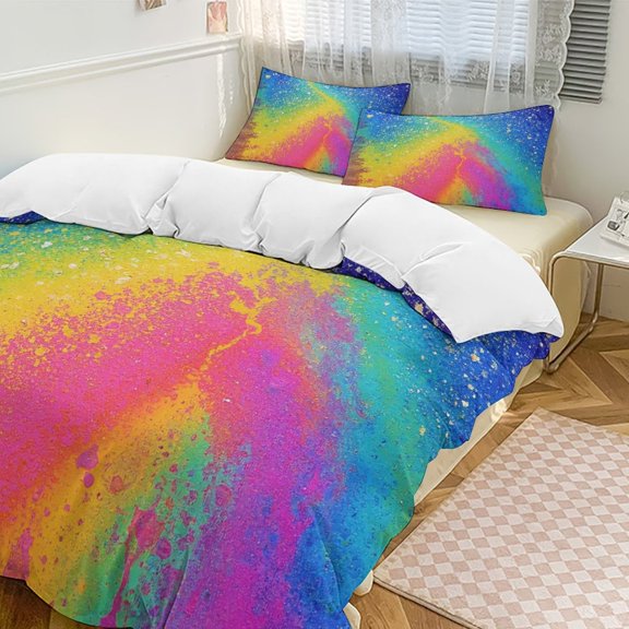 Colorful Abstract Space Galaxy Duvet Cover Set Bedding Set Polyester Quilt Cover for Bedroom Decoration
