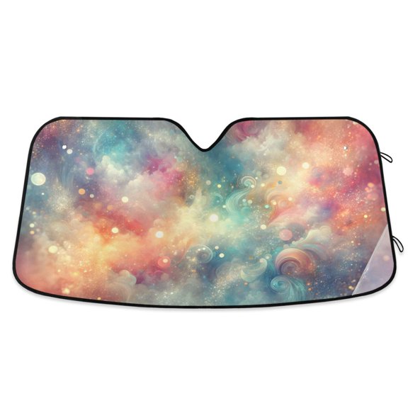 Colorful Abstract Starry Sky Car Windshield Sun Shade Foldable Car Front Window Visor Heat and UV Protection 55x27.6
