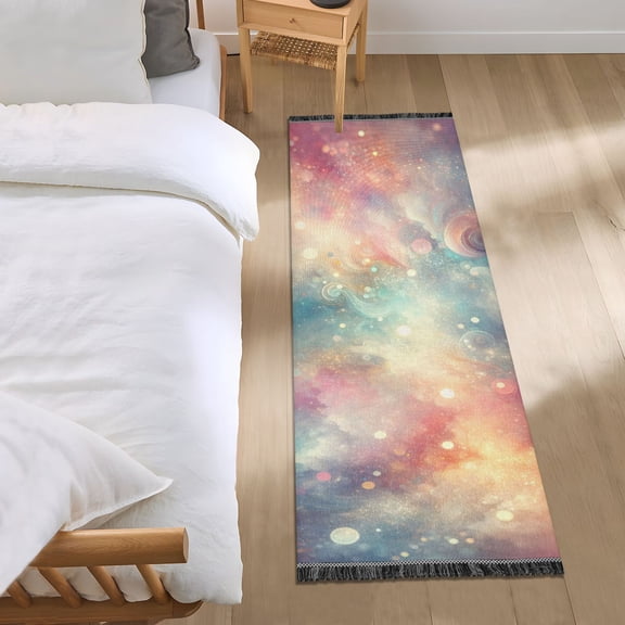 Colorful Abstract Starry Sky Runner Area Rug 2x6 Soft Non-Slip Washable Bedside Carpet for Hallway Bedroom Living Room Home Decor