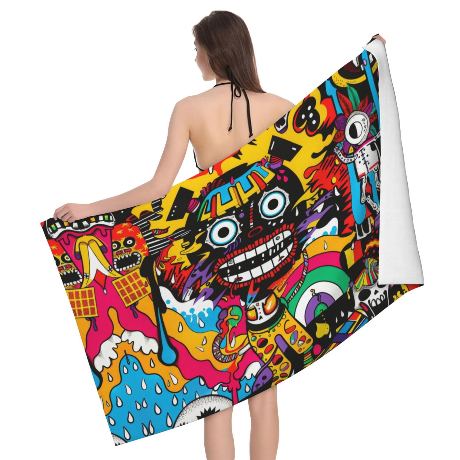 Colorful Abstract Street Art Quick Dry Beach Towel, Bath Towels for