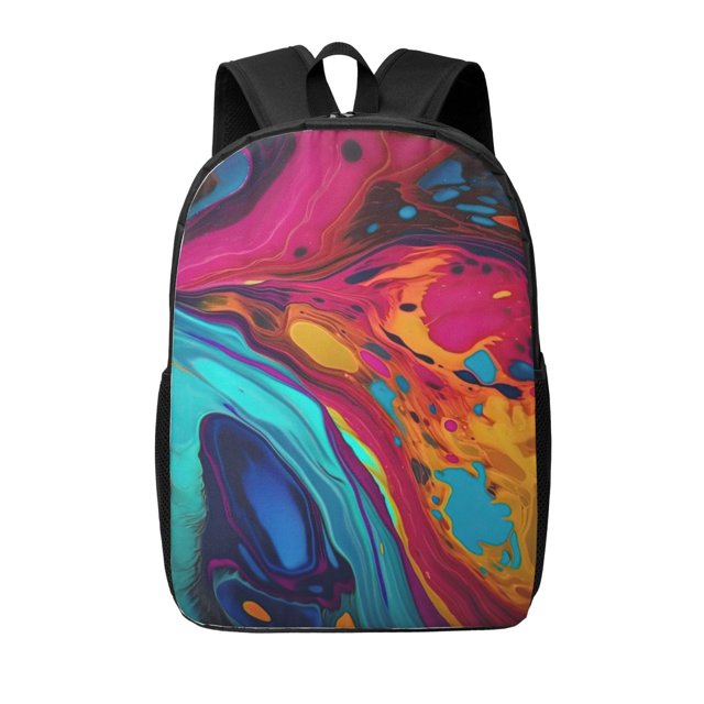 Colorful Abstract Swirls Backpack for School, 17 Inches Bookbag School