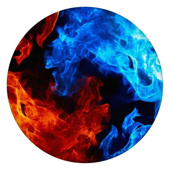 Colorful Abstract Tablecloth with Fashionable Retro Vintage Geometric and Tie Dye Patterns, Modern Psychedelic Art, Rainbow Gradient Chic Style