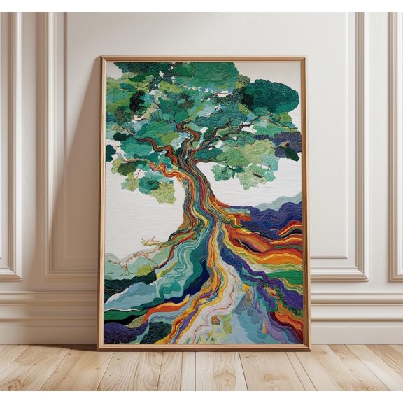 Colorful Abstract Tree Poster, Modern Expressionist Wall Art, Poster Only