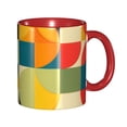 thumbnail image 1 of Colorful Abstract Vibrant Curves Geometric Shapes Coffee Mug Fun Custom Ceramic Mugs 11oz Red, 1 of 5