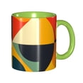 thumbnail image 1 of Colorful Abstract Vibrant Geometric Shape Coffee Mug Fun Custom Ceramic Mugs 11oz Green, 1 of 5